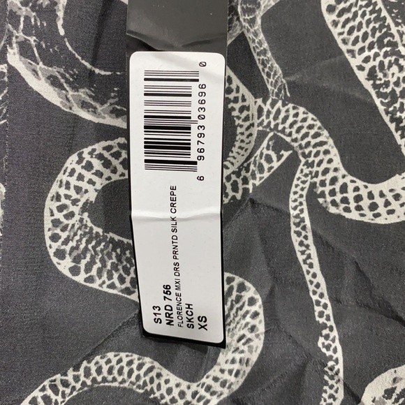 * NWT Winter Kate Silk Maxi Dress Size XS Grey/White Florence Blouson Snake - Picture 6 of 9